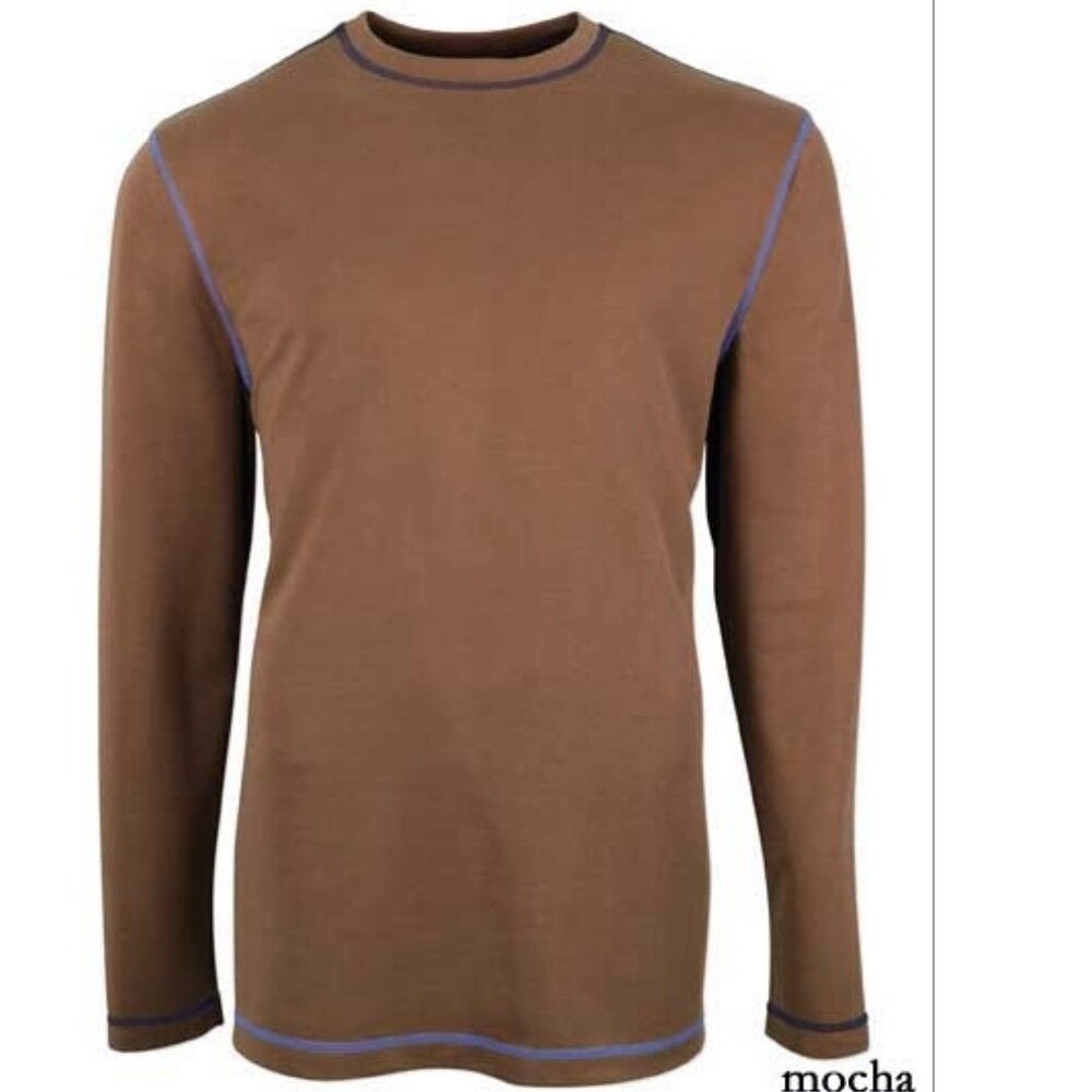 Bugatchi Uomo Mocha Pullover Long Sleeve Shirt